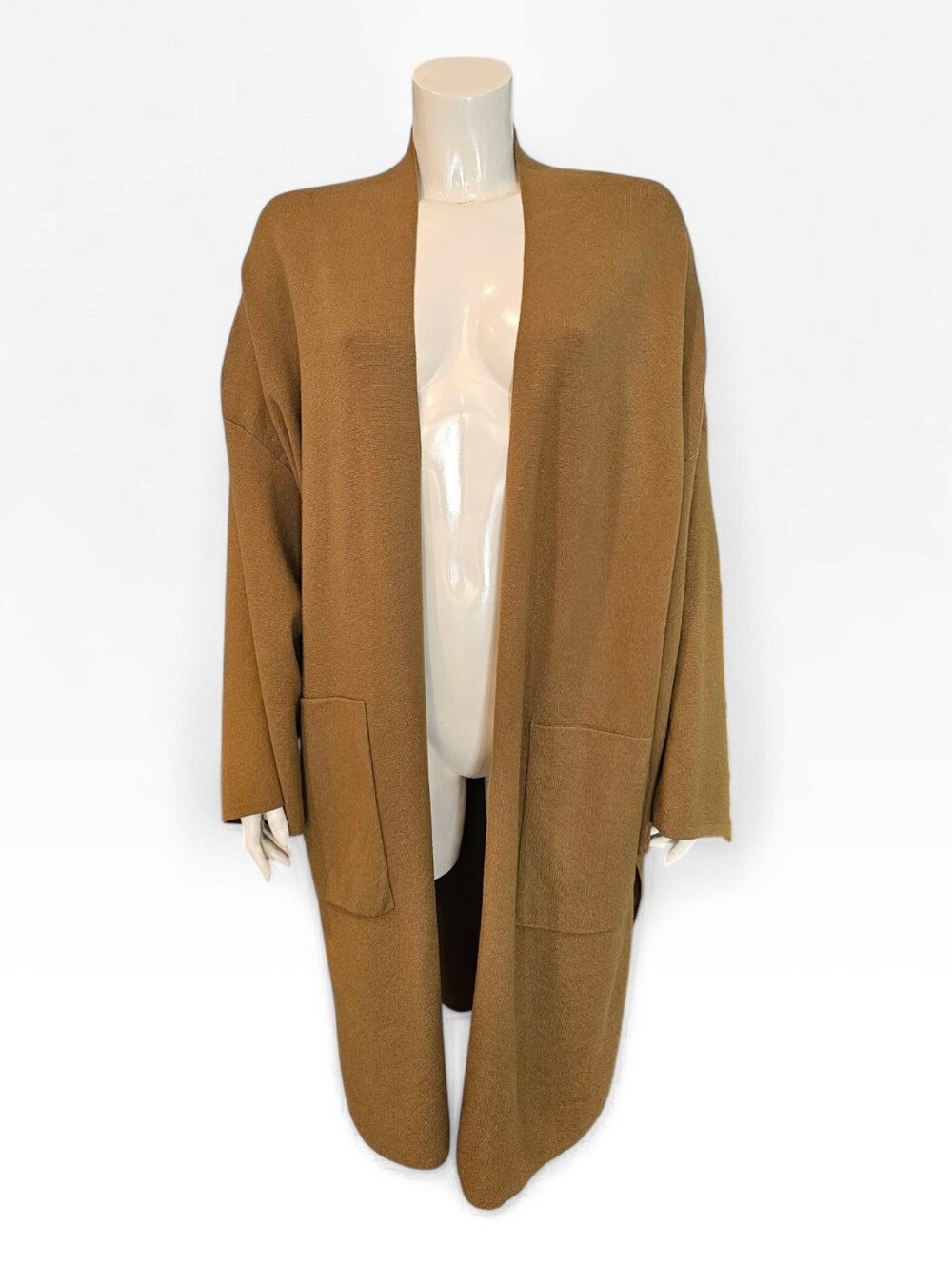 Nwt BANANA REPUBLIC Rayon Blend Caramel Brown Open Duster Cape Cardigan M/L